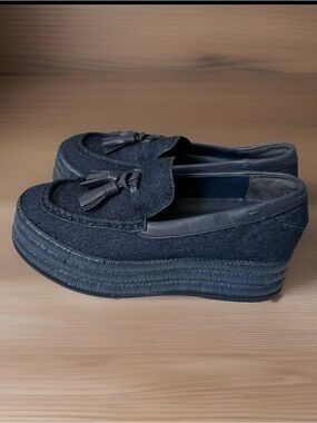 Franco Sarto Tremont Dark Denim Espadrille Tassel Loafer Shoes~ Size 7